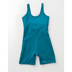Girlfriend Collective Bike Unitard Womens Medium Green Romper Aspen